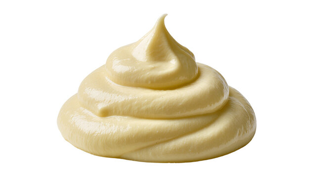 Creamy yellow mayonnaise swirl, isolated on transparent background