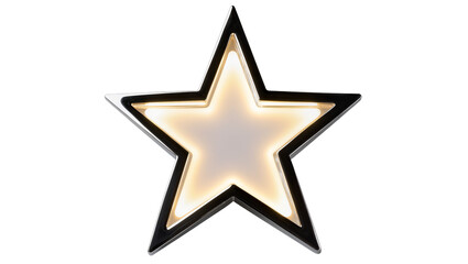Obraz premium Black outlined star shape with glowing warm light, isolated on transparent background
