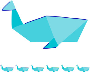 Obraz premium bird origami animals cartoon. fox turtle, dragon dinosaur, penguin owl bird origami animals sign vector
