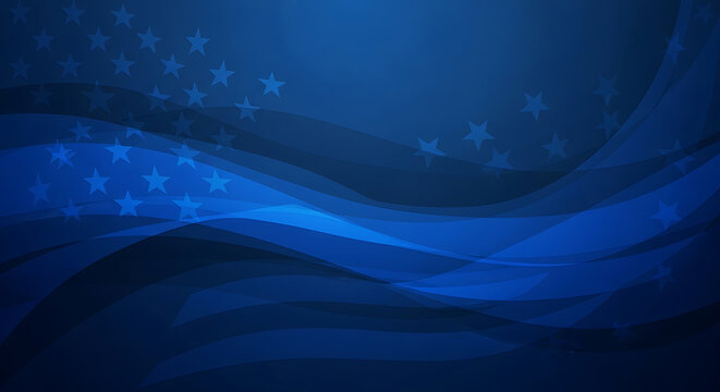 Abstract blue background, with waving american, flag and subtle, star patterns for, patriotic holiday and, digital media projects
