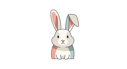 Fototapeta premium Cute cartoon rabbit illustration with long ears.