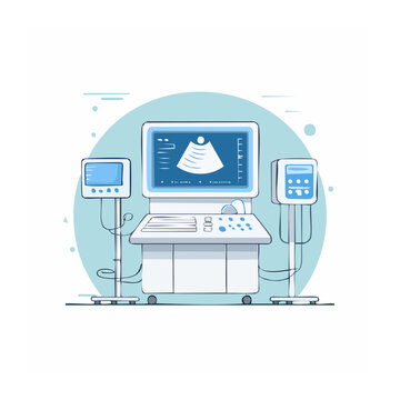 Flat design illustration of an ultrasound machine