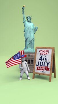 4th of July party poster &ndash; 3d render looped.