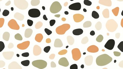 Fototapeta premium Abstract terrazzo pattern with earthy tones and organic shapes for modern interior design wallpapers and textiles backgrounds.