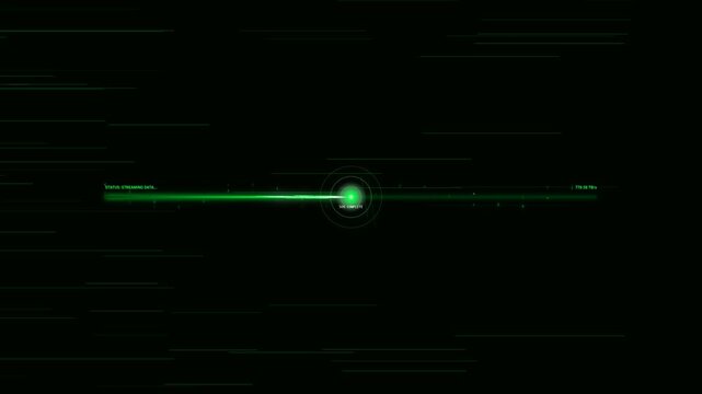 Hyperspeed Data Stream with HUD Elements - Green Digital Information Flow