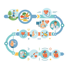 Fototapeta premium Medical infographic showing steps for healthy heart care