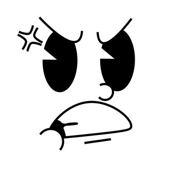 A cartoon vector illustration of a angry face