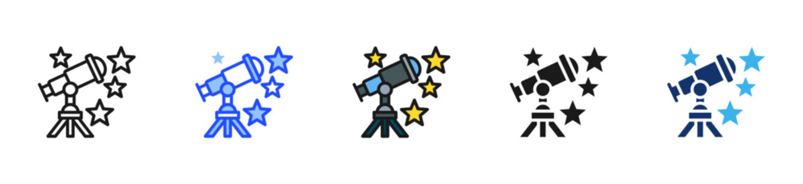Astronomy Club Icon Collection With Multiple Styles
