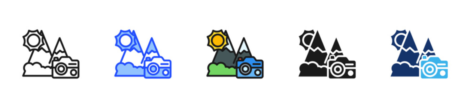 Photography Trip Icon Collection With Multiple Styles