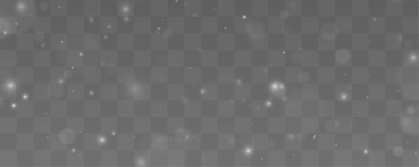 Bright white dust drifts naturally with radiant sparkling reflections. Tiny luminous particles create fresh airy elegance. Decorative dust texture vector. © Hohstock