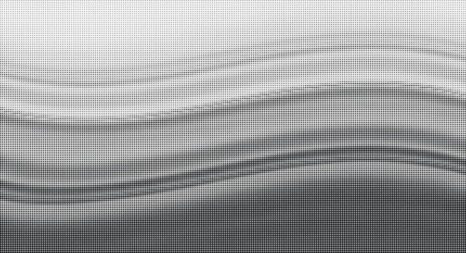 Abstract grayscale landscape with halftone dot effect and gradient shading for texture.