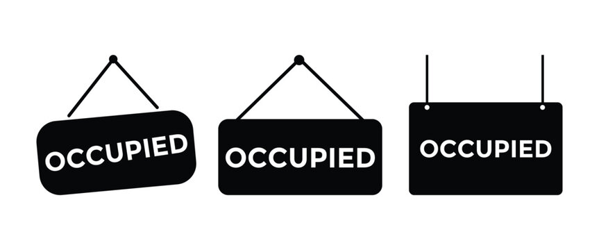 Occupied Sign Icon Set &ndash; Hanging Door Tag, Room Status & Vacancy Notice Vector Collection