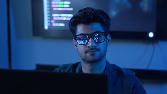 AI engineer, Professional male IT specialist working on software development, programmer typing code for data analytics, Modern technology, Tech Startups, developer and computer programming concept