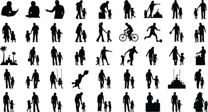 Silhouettes depict parents with their children.