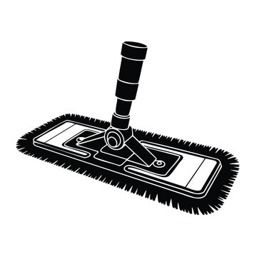Flat mop with microfiber pad for floor cleaning vector illustration.