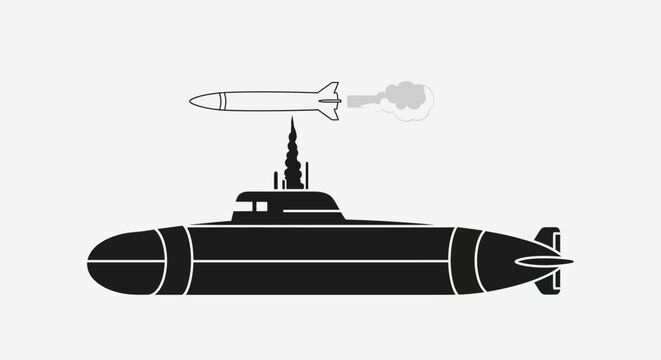 Submarine launching a missile illustration.