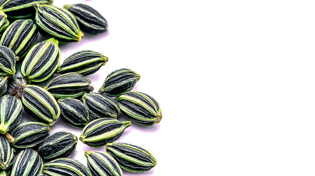 Ajwain seeds heap on white background with sharp detail culinary arts ingredient culinary seasoning