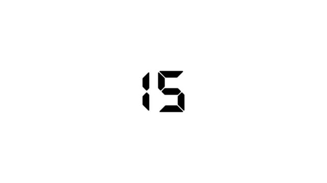 Digital countdown timer with seven-segment display counting down from sixteen to four on white background