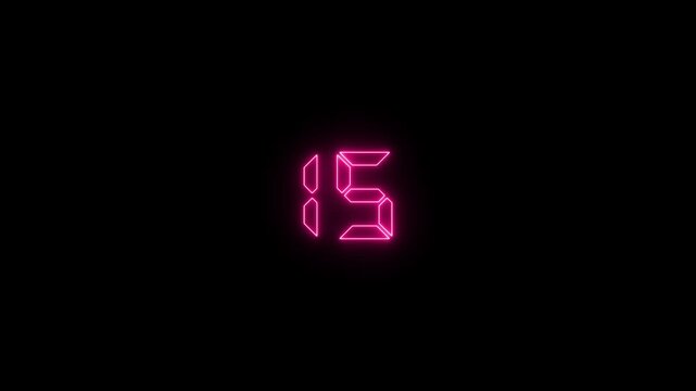Neon pink digital countdown timer with glowing seven-segment display for motion and broadcast transitions
