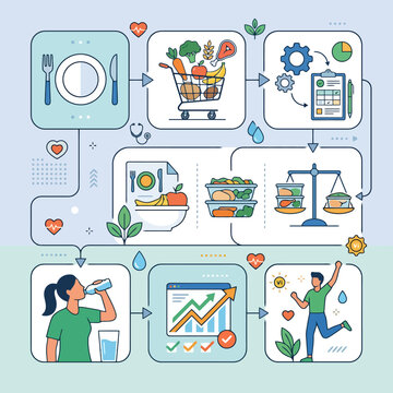 Vector infographic showing steps for a healthy lifestyle