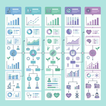 Scientific infographic template with charts and medical icons