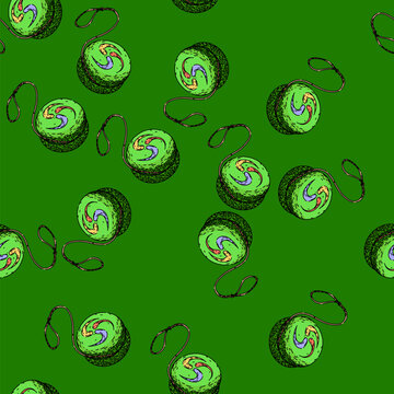 pattern tricks yo yo hand drawn. spin string, loop axle, responsive unresponsive tricks yo yo vector sketch illustration