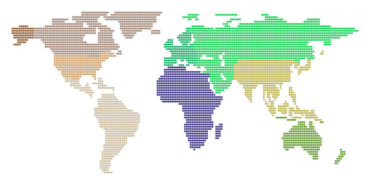 World map dot dot vector template, Vector world map with rounds, spots, dots with white background.