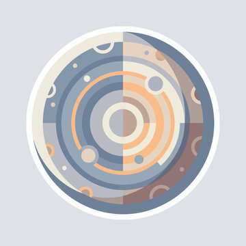 Minimalist vector illustration of a stylized planetary orbit system