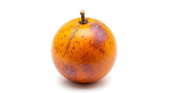 A single ripe marula fruit isolated on white background