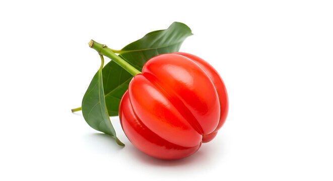 Garcinia cambogia fruit with leaves isolated on white background