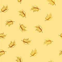 Naklejka premium seamless pattern fall maple leaf cartoon. red canadian, autumn flag, symbol yellow fall maple leaf sign vector