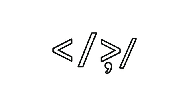 Closeup of HTML code brackets.
