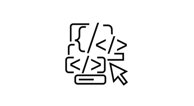 Coding symbols on computer screen.