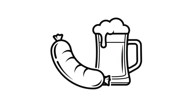 Sausage and beer mug icon food.