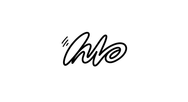 Hello greeting written in cursive.