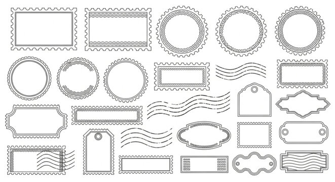 Collection of various label shapes icons.