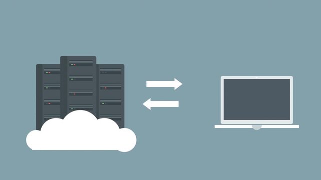 Servers sync data to laptop via cloud storage