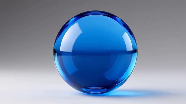 Blue glass sphere on gray background