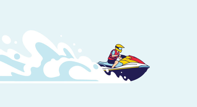 Jet ski rider on water, vector illustration