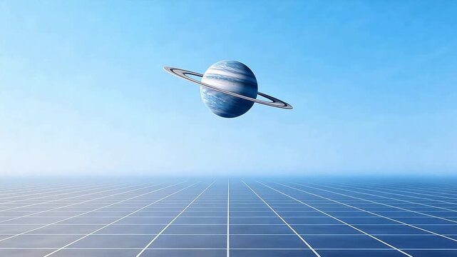 Planet with rings in sky