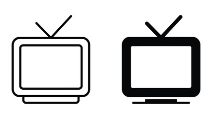 Modern television display with antenna outline and solid icon set for media and digital entertainment © MDBAYZID