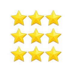 Obraz premium Nine Golden Stars Arranged in a Grid Showing a High Rating