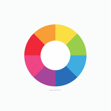 Vibrant Color Wheel Chart with Eight Sections and White Center