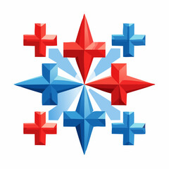 Obraz premium Abstract arrangement of red and blue stars and crosses creating a patriotic or symbolic emblem