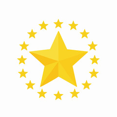 Fototapeta premium Golden Star surrounded by smaller golden stars in a circular pattern