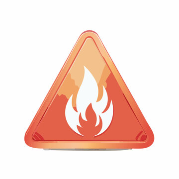 Warning Triangle Sign with Fire Symbol Graphic Icon Illustration