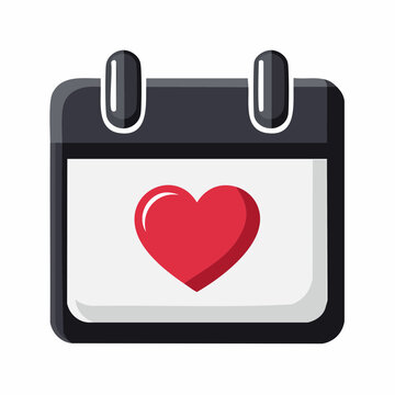 Calendar Page With Red Heart Symbol Marking A Special Date