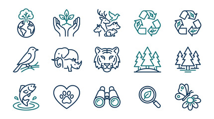 Nature-themed icons representing conservation efforts © Vita