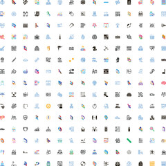 Fototapeta premium Large collection of varied flat line icons covering business, technology, finance, lifestyle, and other diverse modern concepts for web and app design