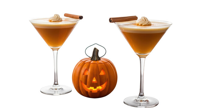 Two pumpkin spice cocktails with cinnamon.